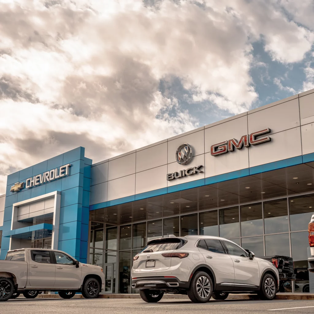 A Chevrolet, Buick, and GMC dealership building where Scott Systems did office buildings/commercial HVAC installation